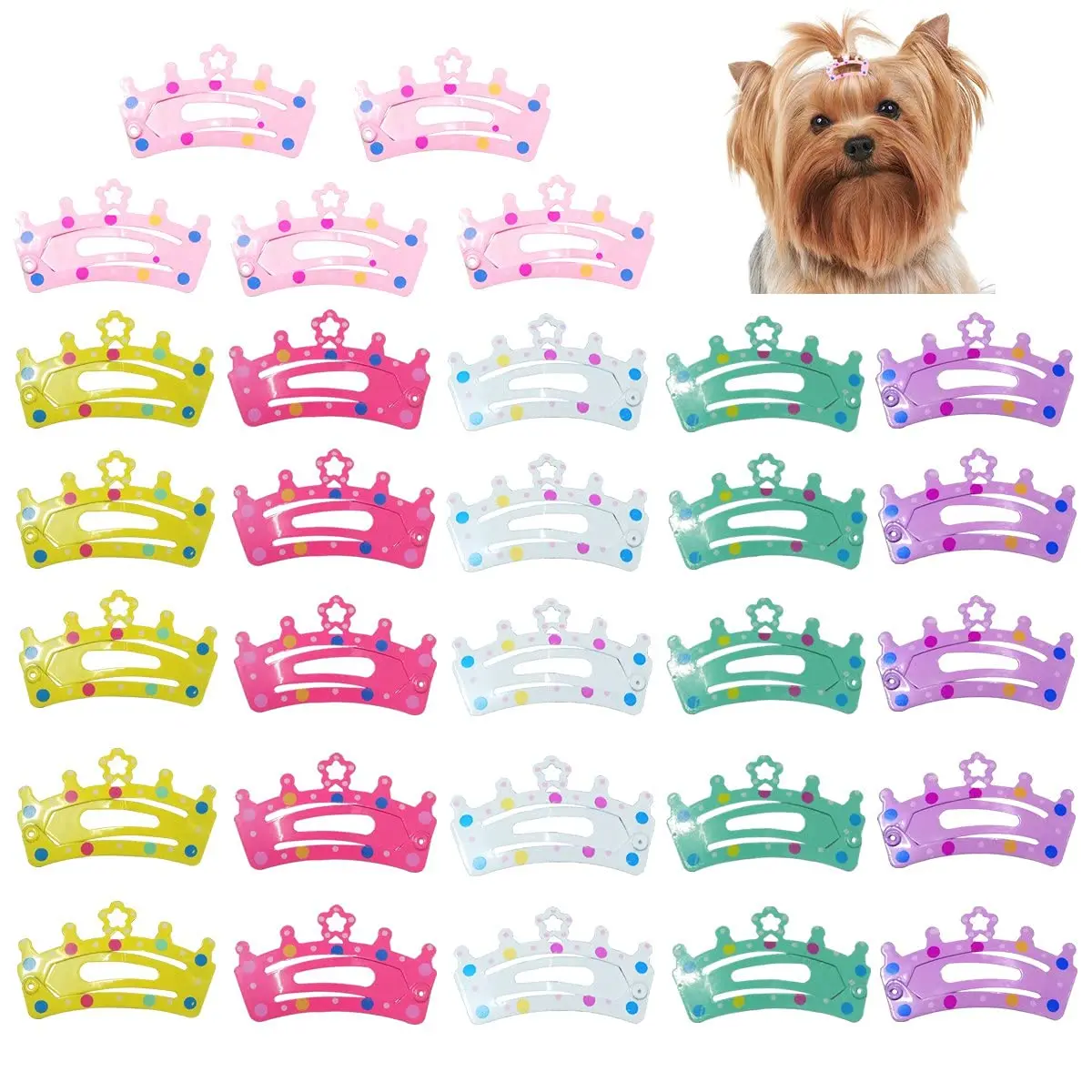 50/100pcs Dog Hair Clips Pet Hair Barrettes Crown Hair Pins Multicolor Dog Topknot Bows Dog Grooming Bows Dog Hair Accessories