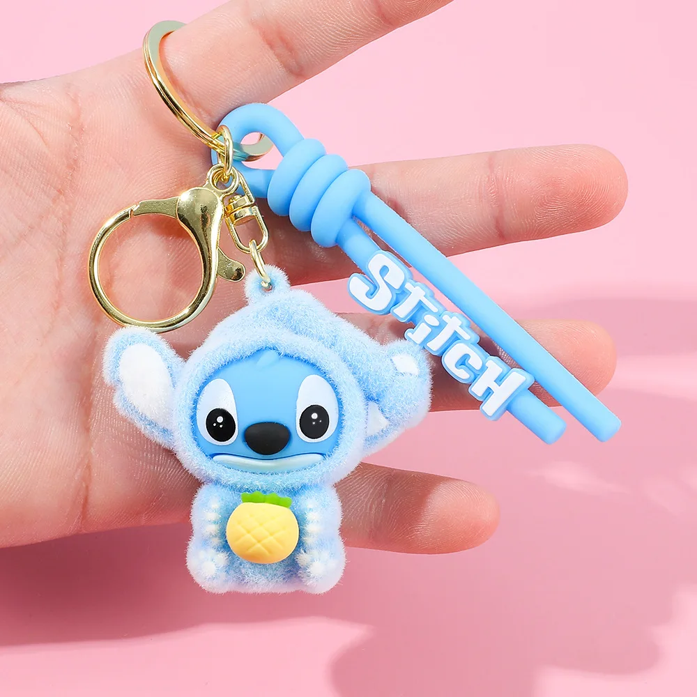 Kawaii Zubehör Stitch Plüschtier Lilo&Stitch Schlüsselanhänger Schlüsselanhänger Puppe essen etwas vor dem Schlaf Serie Rucksack Anhänger Mädchen