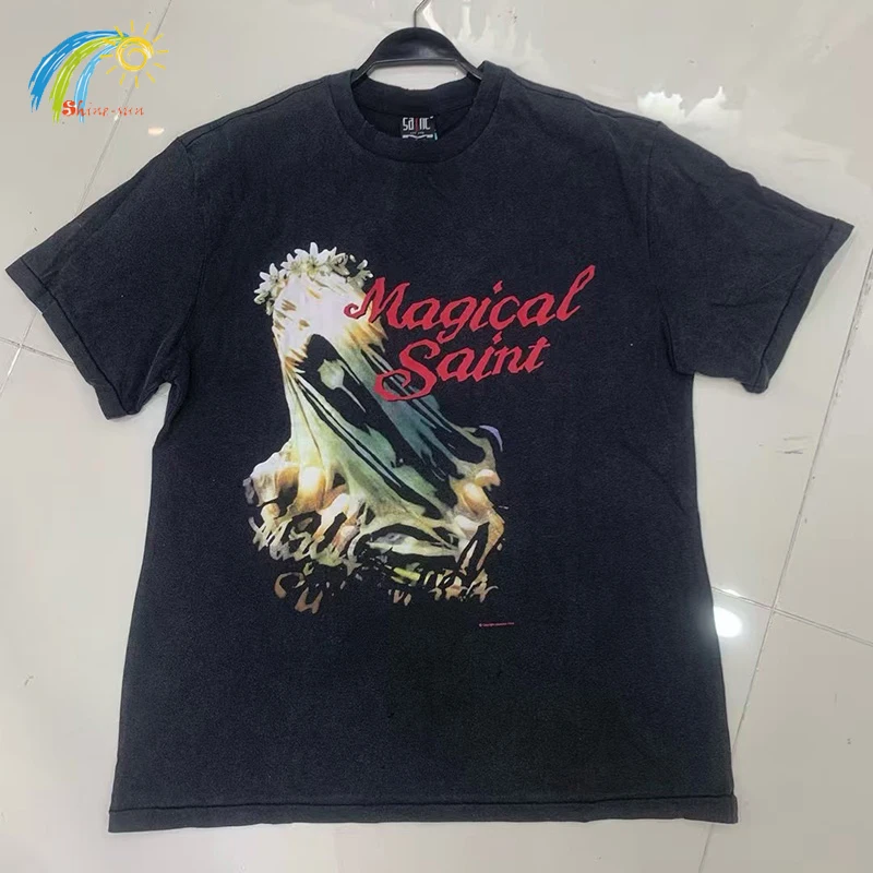 

Винтажная потертая черная футболка с абстрактным призрачным принтом для мужчин и женщин, футболка большого размера из плотной ткани, хлопковая футболка с биркой