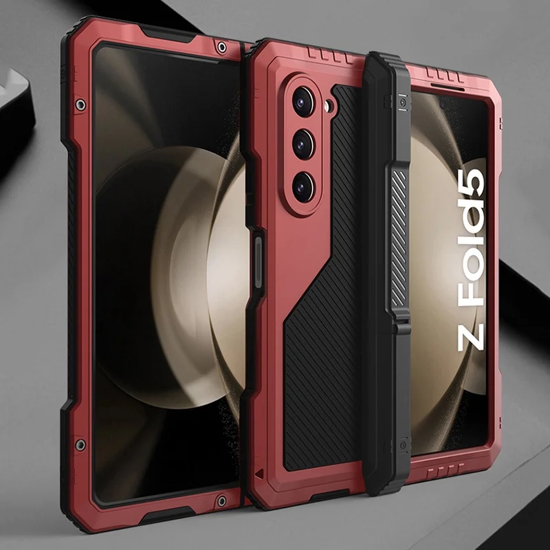 Super Armor Case for Samsung Galaxy Z Fold 6 5 4-Proof Silicone + Aluminum Alloy Full Cover with Folding Stand Shockproof Coque