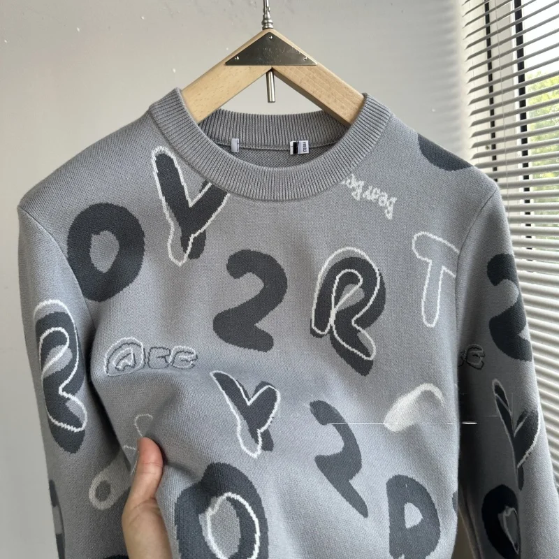 

Comfortable Men's Long Sve Knitted Sweater round Ne Print Autumn Winter Warm Base Layer Pullover Faion Daily Wear