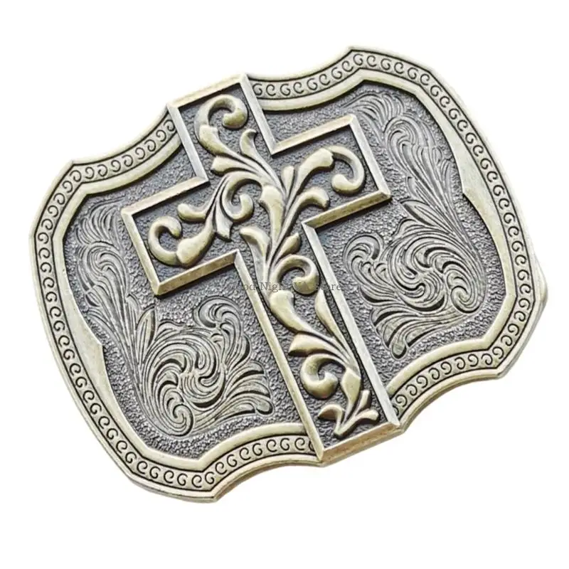 

Fashionable Crosses Belt Buckle with Retros Pattern Strong Alloys for Men and Women Accessories