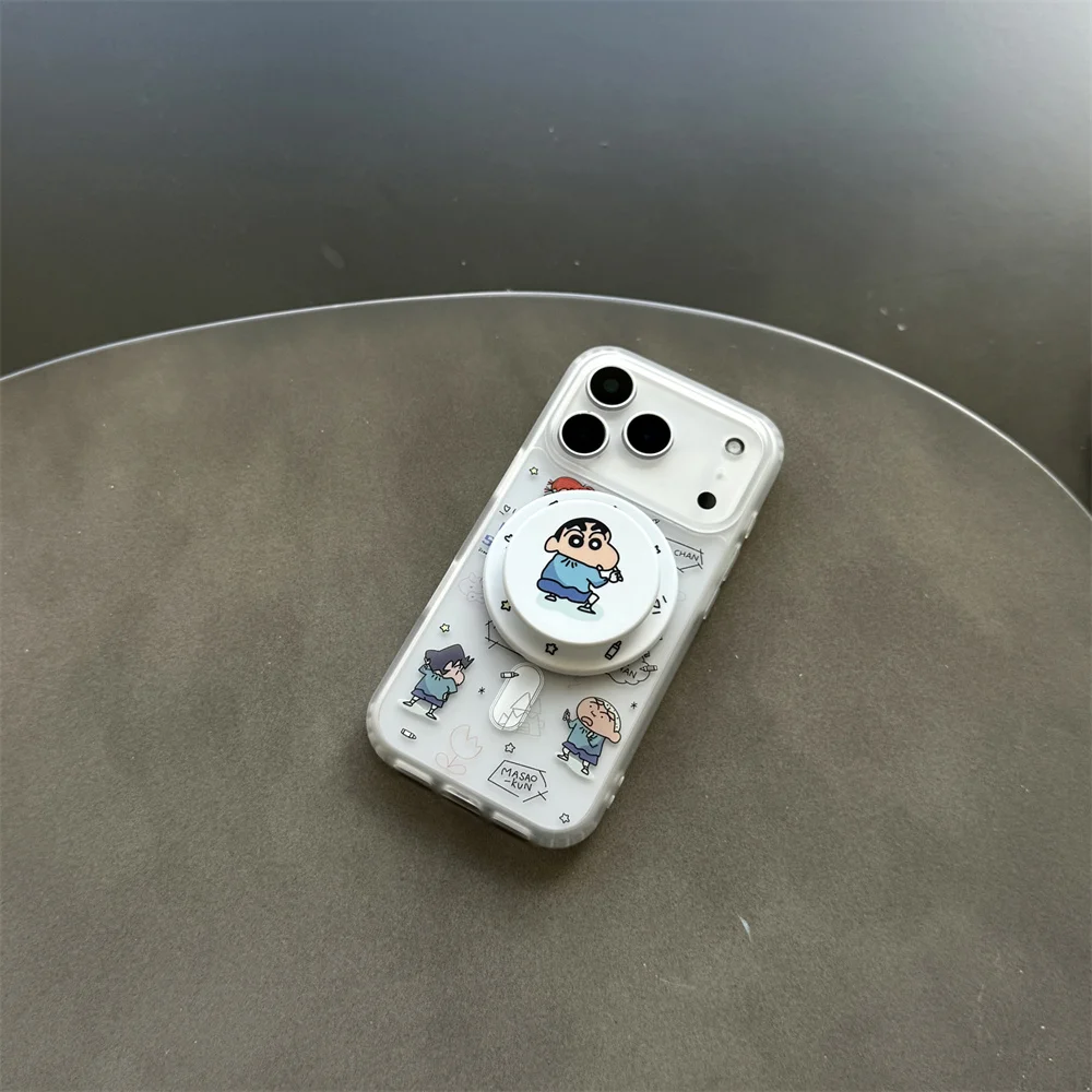 Koreańskie etui na telefon z magnetycznym stojakiem, uroczy, kreskówkowy Shin-chan, do iPhone 17 16 Pro 15 14 Pro Max 13, z uchwytem na karty Magsafe — zdjęcie produktu 4