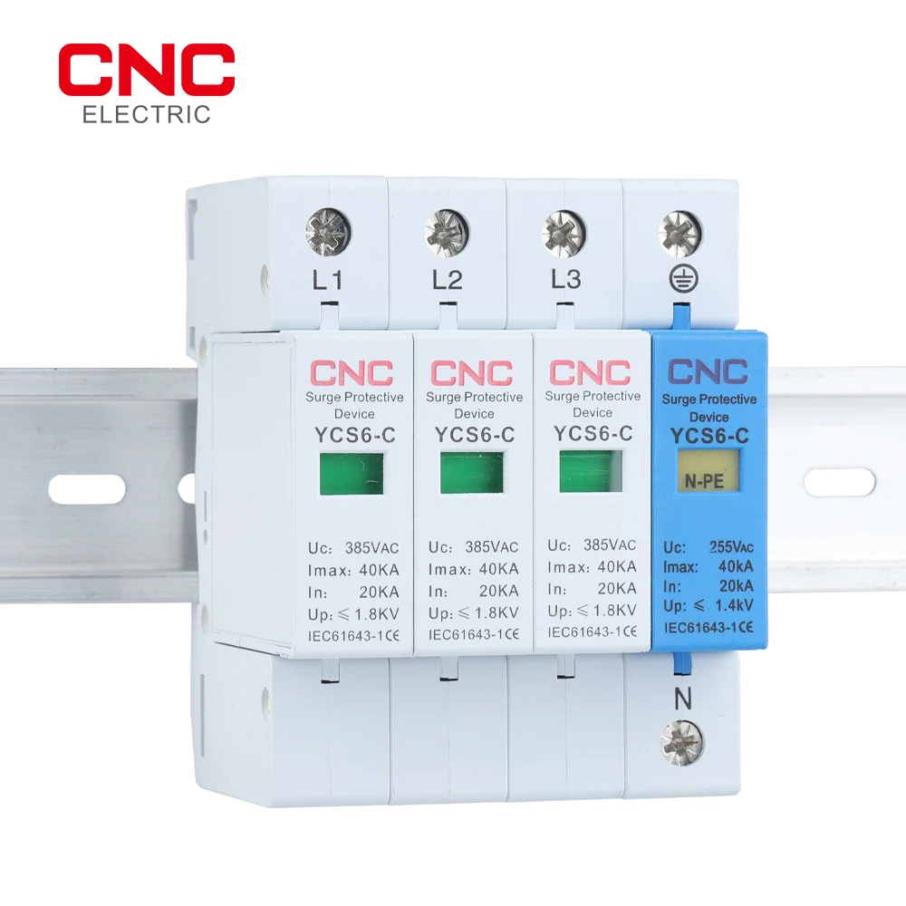 CNC YCS6-C 3P+NPE AC 20KA-40KA SPD 385V House Surge Protector Protection Protective Low-voltage Arrester Device