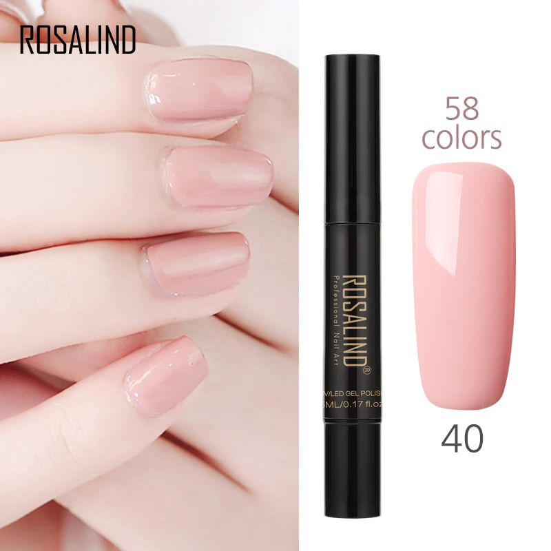 Rosalind ปากกาทาเล็บ5มล. เจลแลคเกอร์สีบริสุทธิ์น้ำยาเคลือบเงากึ่งน้ำยาทาเล็บไฮบริดแบบผสมผสานยาเคลือบเล็บ