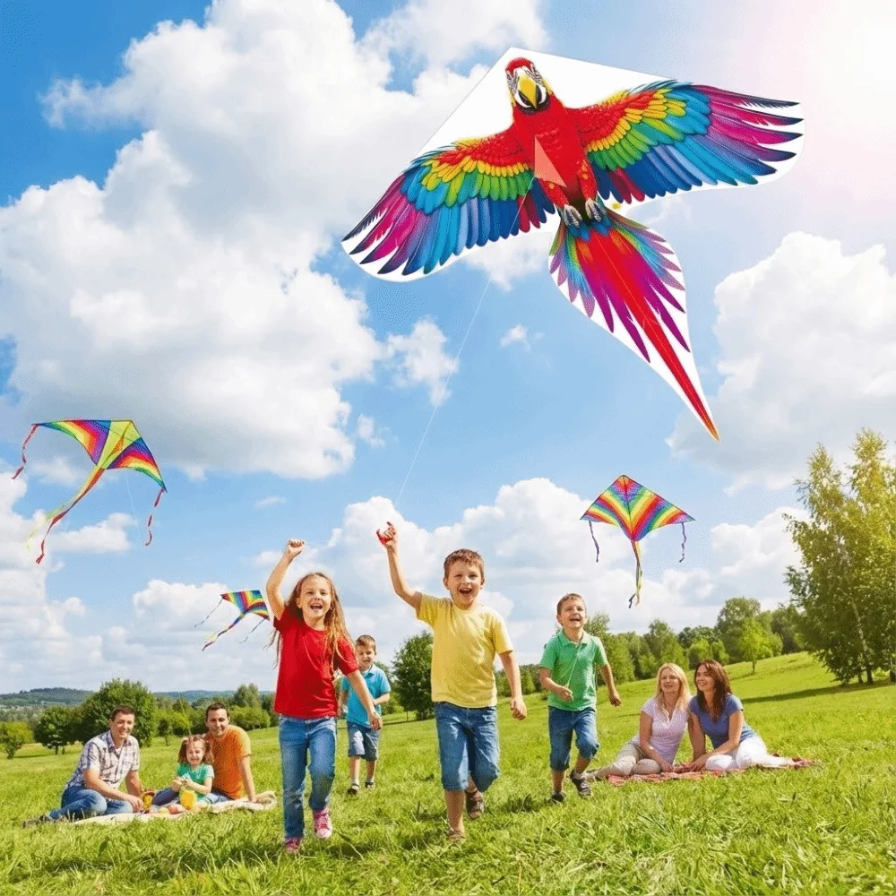 Easy To Fly Large Bird Kite Macaw Parrot Long Tail Animal Wind Kites 100M Kite Line Good Flying Outdoor Flying Toy Fun Sports