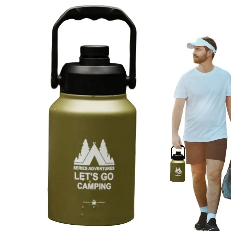 2L Travel Water Cup Stainless Steel Heat Insulated Thermos Bottle Large Capacity Thermal Water Bottle Outdoor Sports Bottle