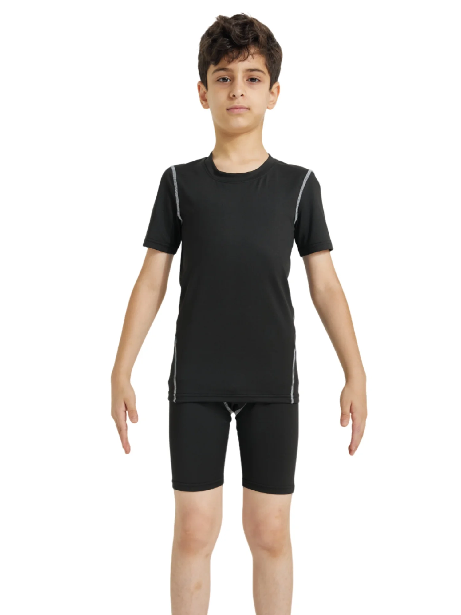 

Youth Boys' Compression Sports Set Short Sleeve Athletic Shirts & Shorts Base Layer Set Sports Youth for Kids Football