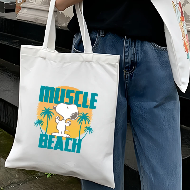 

Новая модная сумка-тоут Snoopy, женские холщовые сумки на плечо, универсальная легкая повседневная сумка-тоут с героями мультфильмов аниме, подарки на день рождения