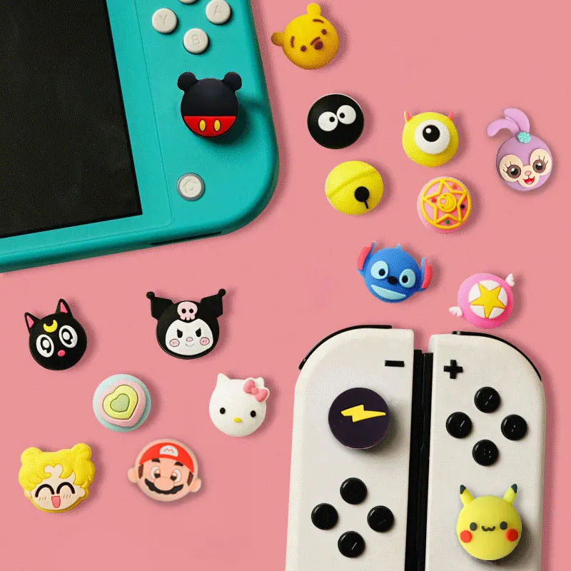 Thumb Stick Grip Cap For Nintendo Switch Oled Cartoon JoyCon Controller Joystick Protector Case Soft Silicone Cover Accessories