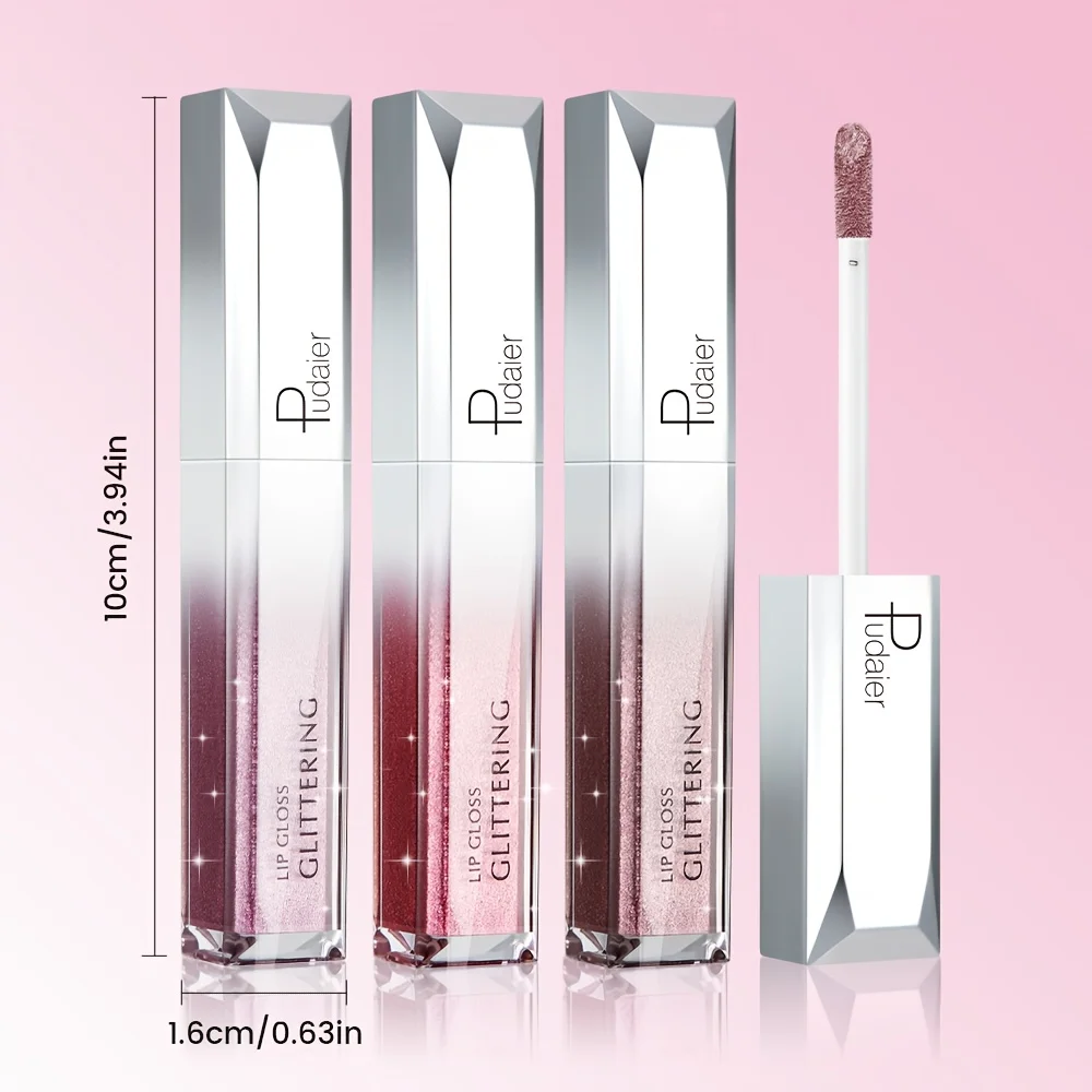 3-Pack Metallic Diamond Lip Gloss | Vibrant Shine, Smooth Hydration & Long-Lasting Sparkle | High-Impact Lip Combo