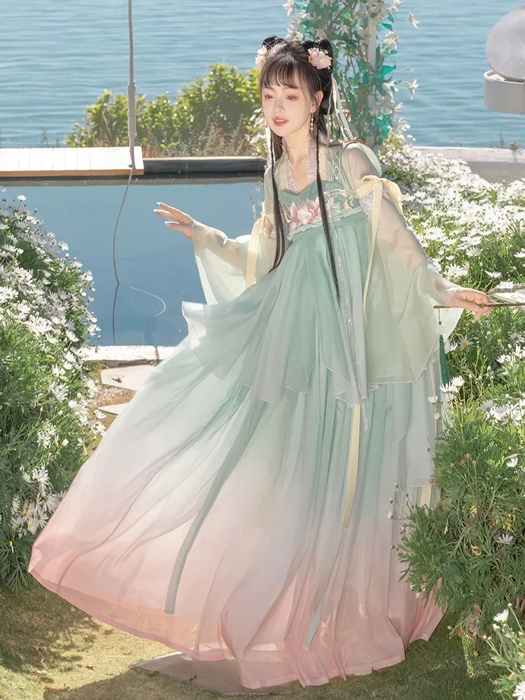 Hanfu Original falda Chebula fresca para mujer Han Elements комплект completo de nuevos modelos Abs Color verde