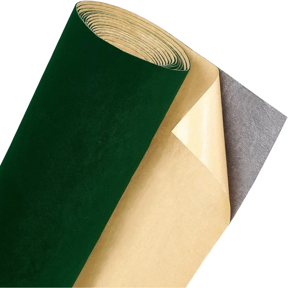 78.5x15.7 Inch Dark Green Self Adhesive Velvet Flock Liner Velvet Fabric for Valentine's Day Jewelry Drawer Craft Fabric