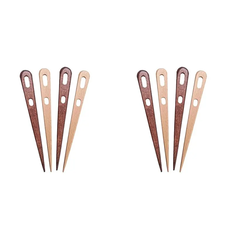 Hot Sale-8Pcs Large Eye Sewing Needle DIY Wooden Weaving Loomtools Tapestry Darning Two Big Eye Yarn Knitting Needlescraft
