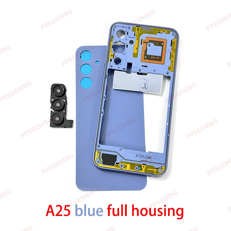 A25 5G A256 For Samsung Galaxy A25 SM-A256 Battery Case Housing Chassis Middle Frame Back Cover Panel + Camera Lens Repair Parts