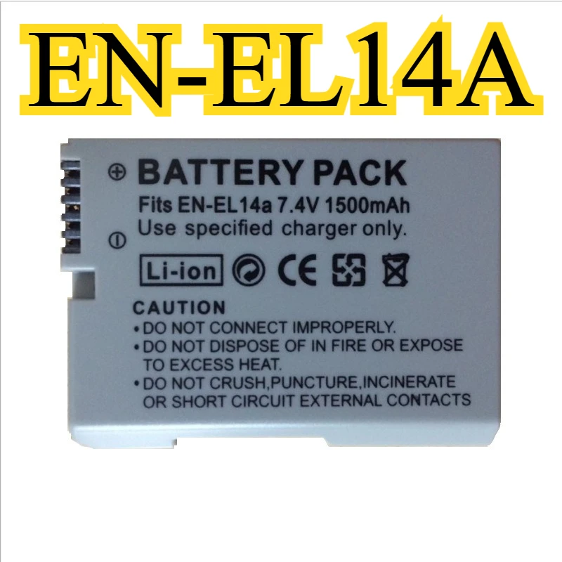 

Полностью декодированный аккумулятор EN-EL14 EN-EL14A 1500 мАч для камеры Nikon D5600 D5500 D5300 D5200 D5100 D3500 D3400 D3300 P7700