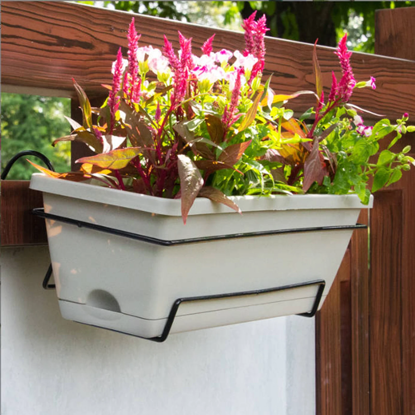 Railing Planter Outdoor Balcony Hanging and Planter Box Brackets Set Home Decoration Flower Pot for Porch Yard Indoor Outdoor