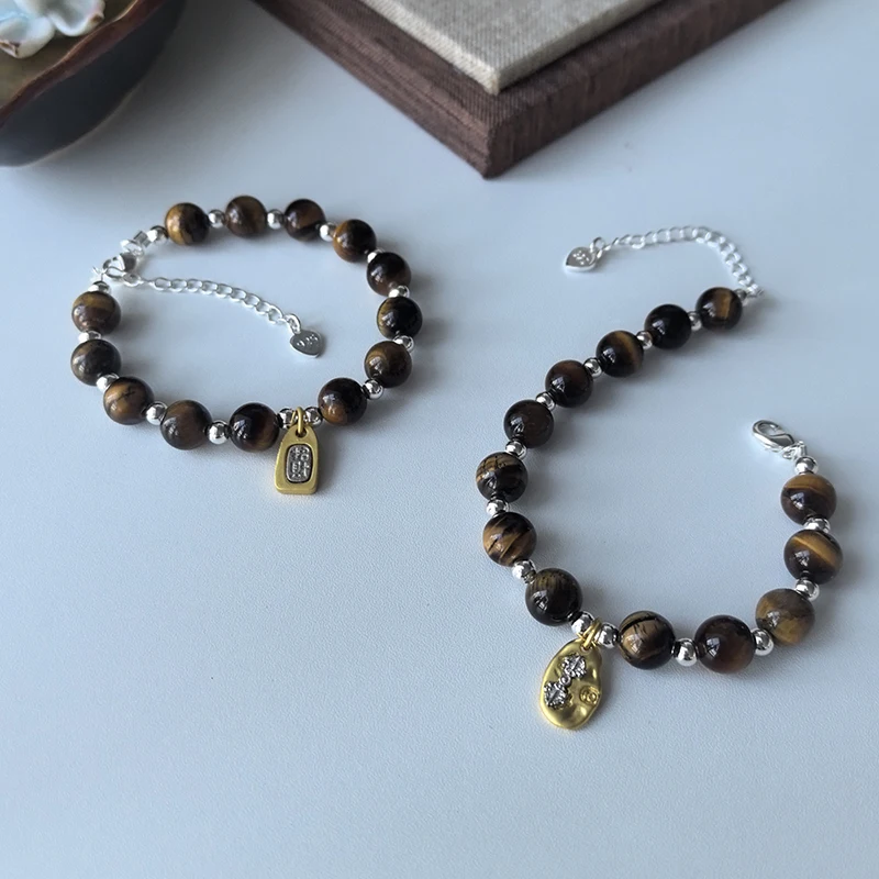 

100% Real 14K Gold 7A Natural Tiger Eye Beads Round Wealth Attraction Lucky Luxury Fashion Bracelet For Women Birthday Gift