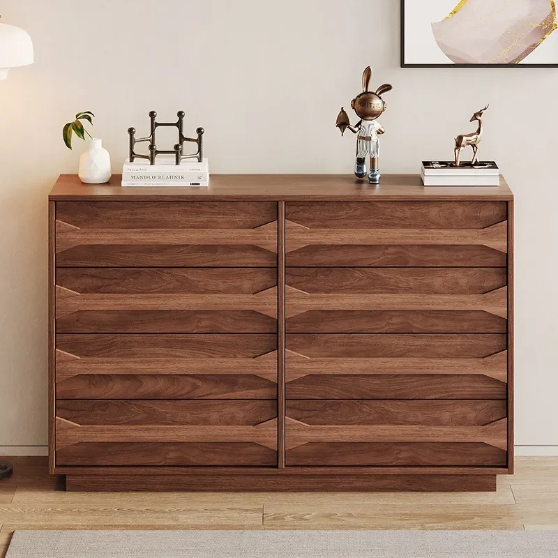 Medieval Solid Wood Chest Cabinet Walnut Locker Bedroom Chest of Drawers Simple Wall Locker Living Room Drawer Cabinet