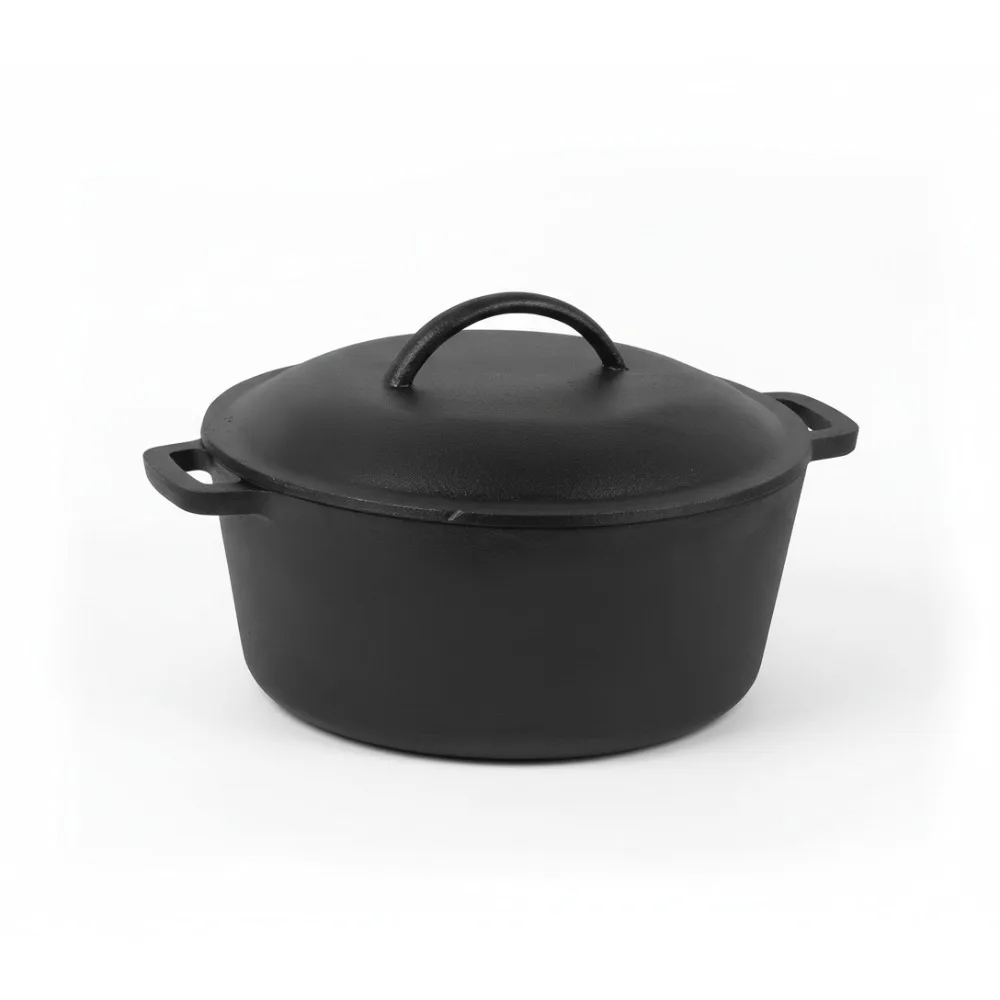 

5 Quart Cast Iron Dutch Oven with Dome Lid, Pre-Seasoned for Easy Cooking - Perfect for Family Meals & Outdoor Camping