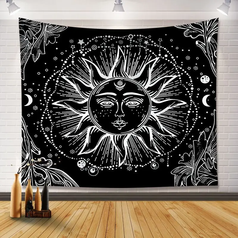VIKAMA Celestial Sun Moon Tapestry, Zodiac Astrology Galaxy Wall Hanging, Mystical Aesthetic Decor for Bedroom Dorm
