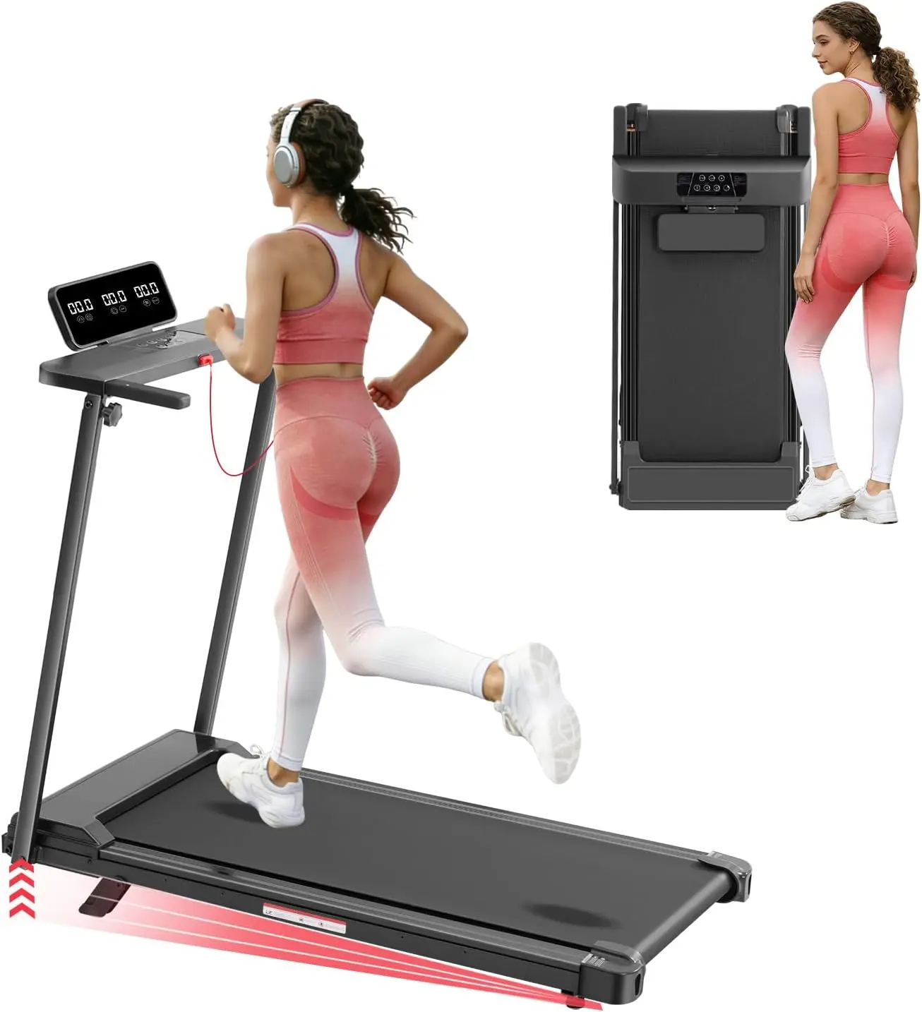 Portable Under Desk Treadmill with Handle Bar, 2026 Upgrade 3.0HP Walking Pad with Incline, 0.6-7.6 MPH Speed, 350 lbs Capacity, Compact Home Small Treadmill