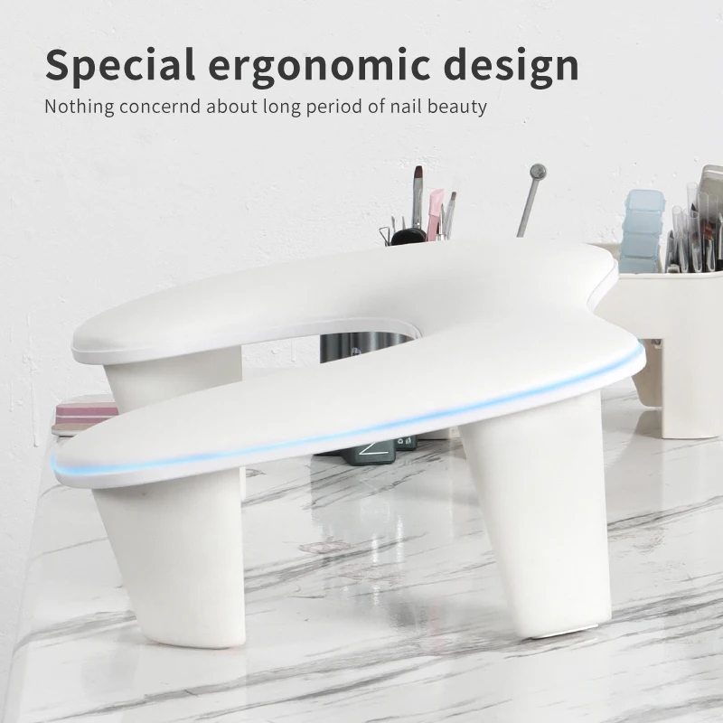 Zwei-Hände-Nagelkunst-Handkissen aus PU-Leder, Handständer für Maniküristen, tragbares PU-Handkissen, weiche Handauflage für Nagel- und Armmaniküre, Nagelkissen-Handauflage für Maniküristen, geneigtes Design