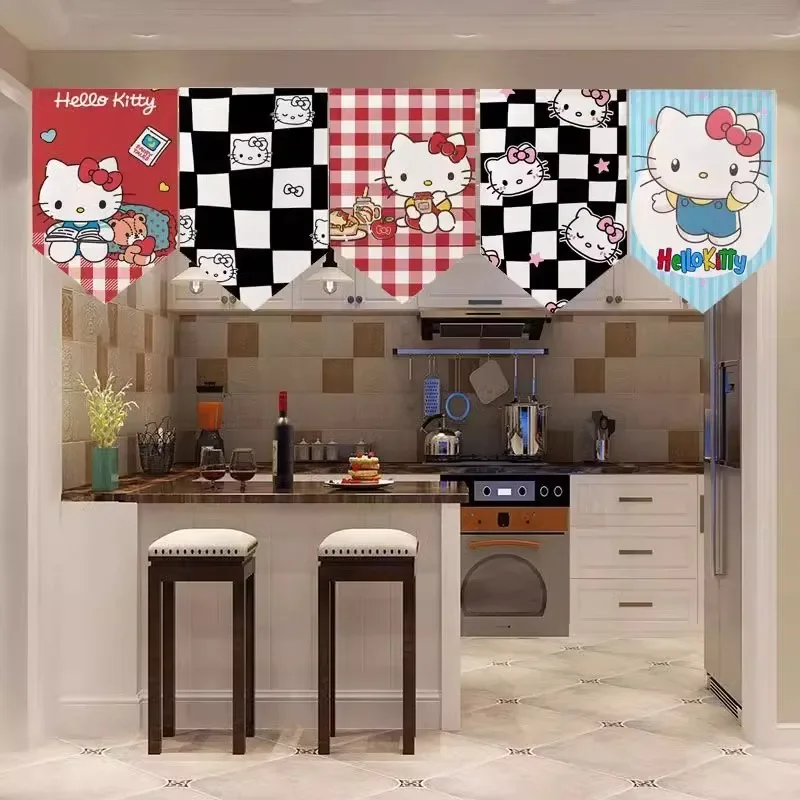 Olá kitty triângulo bandeira cortina casa quarto das crianças cozinha moldura da porta decoração sanrio não perfurado cortina bonito