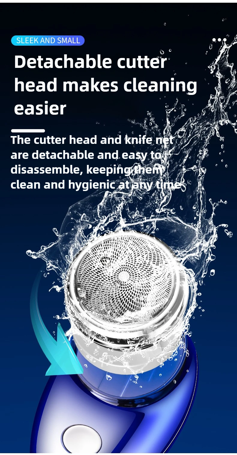 Afeitadoras eléctricas Mini maquinilla de afeitar portátil de viaje para hombres pequeños al aire libre portátil recortador de barba para coche cabezal extraíble lavado USB recargable