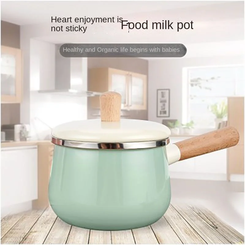 Household baby food supplement pot non-stick enamel milk pot thickened enamel pot enamel pot integration