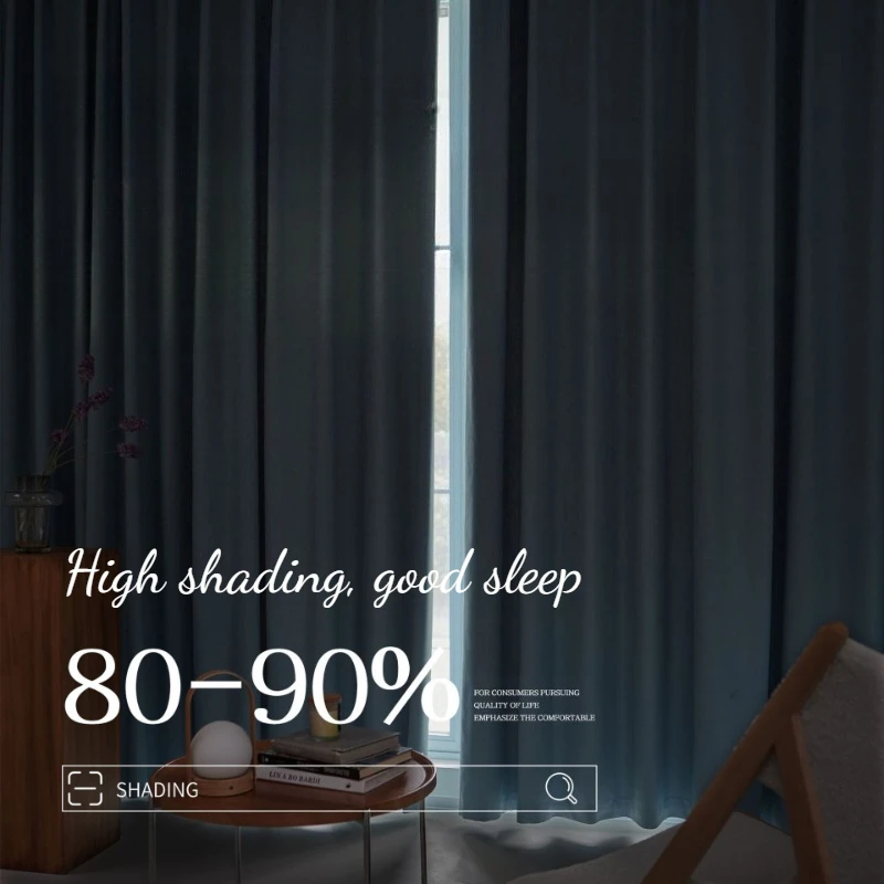 

Solid Color Soundproof Curtains Nordic High Blackout Bedroom Simple Custom Size Fashion White Tulle Window Modern Elegant Door