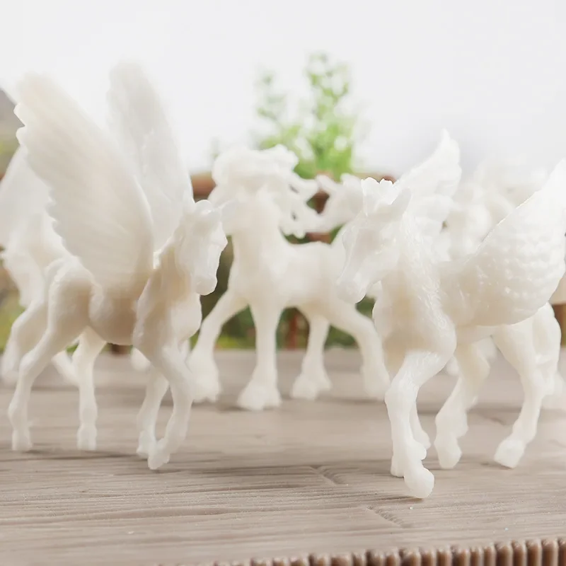 6Pcs Simulation Unicorn White Embryo Figurine Model Rainbow Pegasus DIY Colour Painting Horse Toys Educational Toys for Children