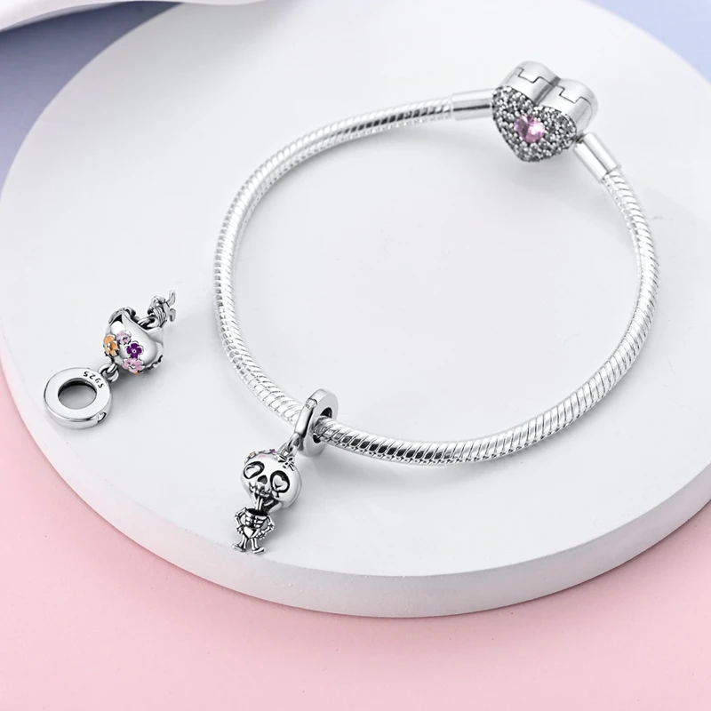 925 Sterling Silber Halloween Charms Perlen Skelett Kürbis Kutsche Hexe Herz Anhänger Passend für Armband Frauen DIY Schmuck Geschenke – Detail 22