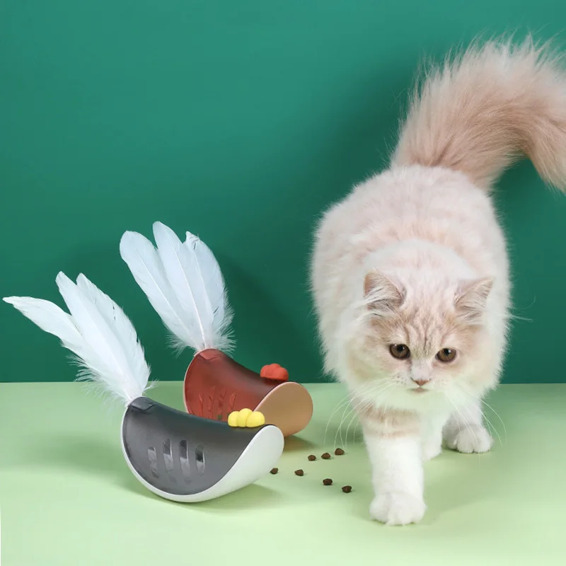 

Cat Accessories Food Leakage Feeder Toy Bionic Chicken Tumbler Toys For Cats Interactive Swing Chicks Feather Toy Pet Supplies