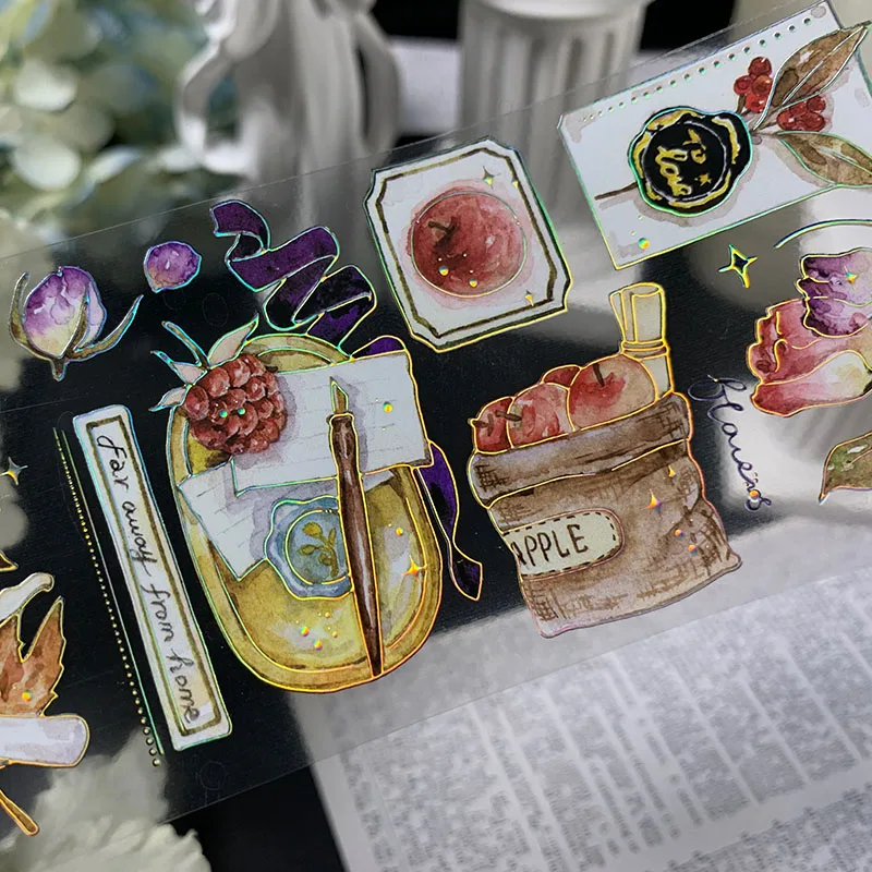 5Meter Whole Roll Rose Flower Shiny Floral PET Tape