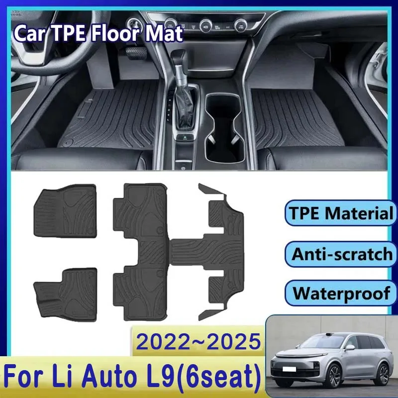 Car Floor Mat For Li Auto L9 Lixiang L9 2022 2023 2024 2025 6seat Waterproof Mud Carpet TPE Foot Pad Full Rug Tappeto Accessorie