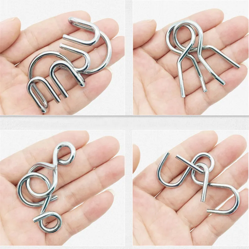 8 teile/satz Metall Montessori Puzzle Draht iq Geist Gehirn Teaser Rätsel Erwachsene interaktive Spiel Reliever Lernspiel zeug