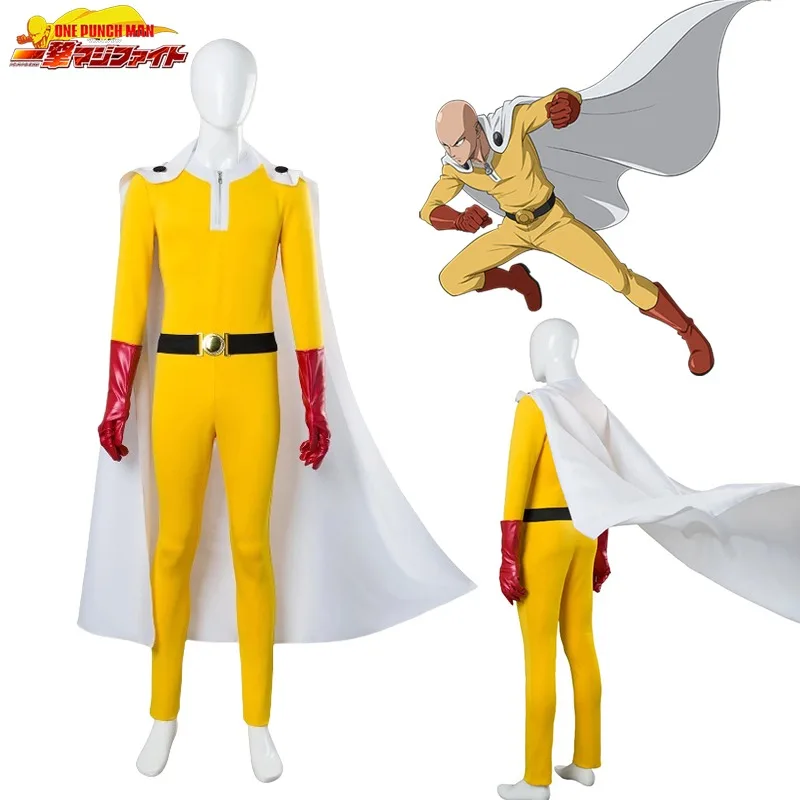 

One Punch Man Сайтама костюмы для косплея желтый комбинезон накидка Супермена аниме реквизит для ролевых игр костюмы для выступлений Comic-Con