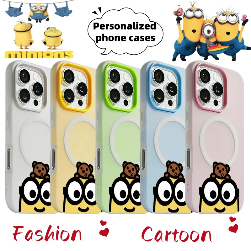 Capa de Celular Minion Bob Desenho Animado Personalizada Fofa e Moderna para iPhone 17/16 Pro 15 Apple 14 Dois em Um 13/12/11 Presente