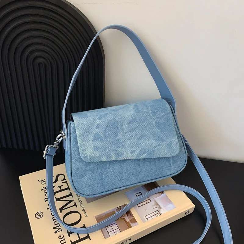 Casual Denim kwadratowe torby na ramię i Crossbody Retro klasyczny styl projektanta torby damskie pod pachami 2024 moda nowa wysoka jakość