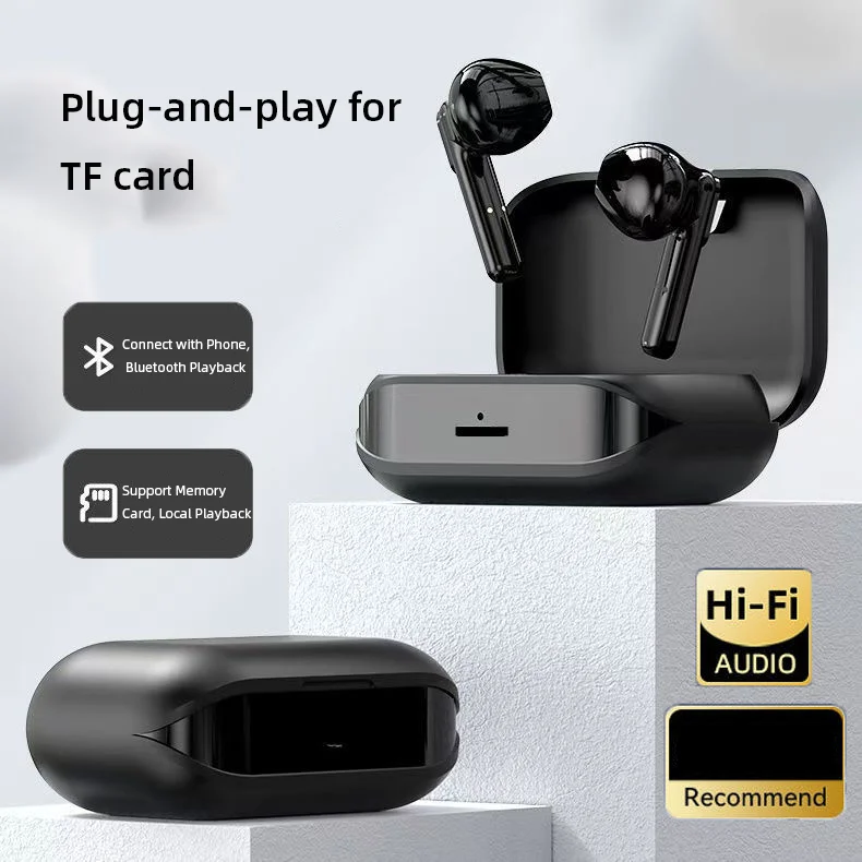 Bluetooth Earphone Support TF Card Half In Ear Style HiFi Surround Sound MP3 Mode 4G Card Version Optional Headset