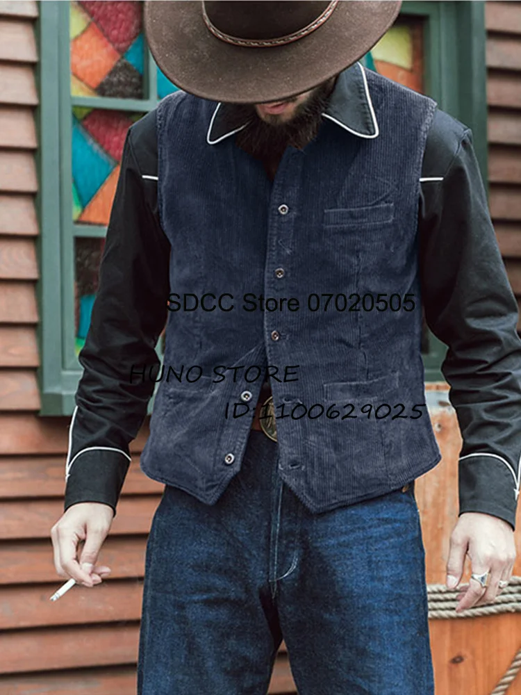 Chaleco de pana de estilo Punk para hombre, chaqueta sin mangas de una sola botonadura, ajustada, para boda, novio, fiesta