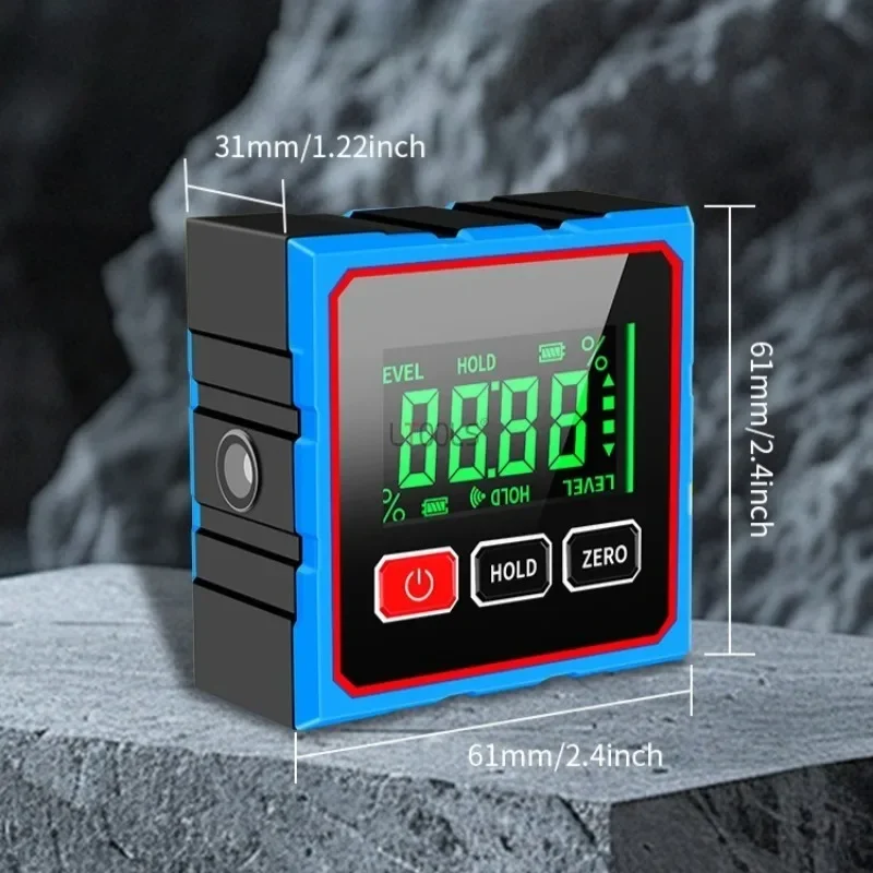อิเล็กทรอนิกส์ดิจิตอลมุม Dipmeter Dual Cross Laser Gradient วัดระดับเมตรไม้สี่ด้านแม่เหล็ก Inclinometer