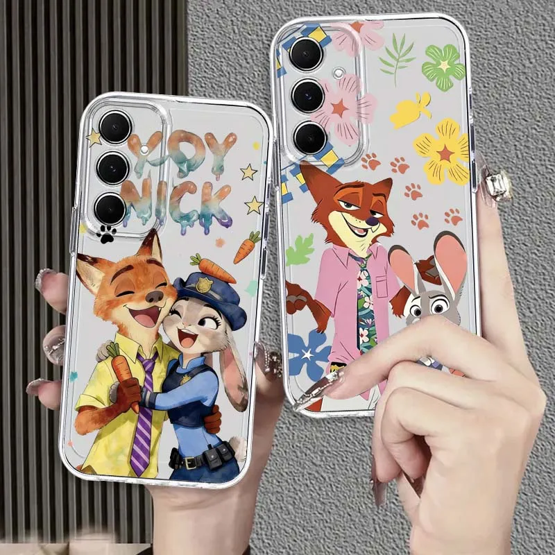 

Disney Zootopia Anime For Samsung Galaxy S25 S24 S23 S22 S21 S20 S10 Lite Plus FE Edge TPU 5G Transparent Phone Case