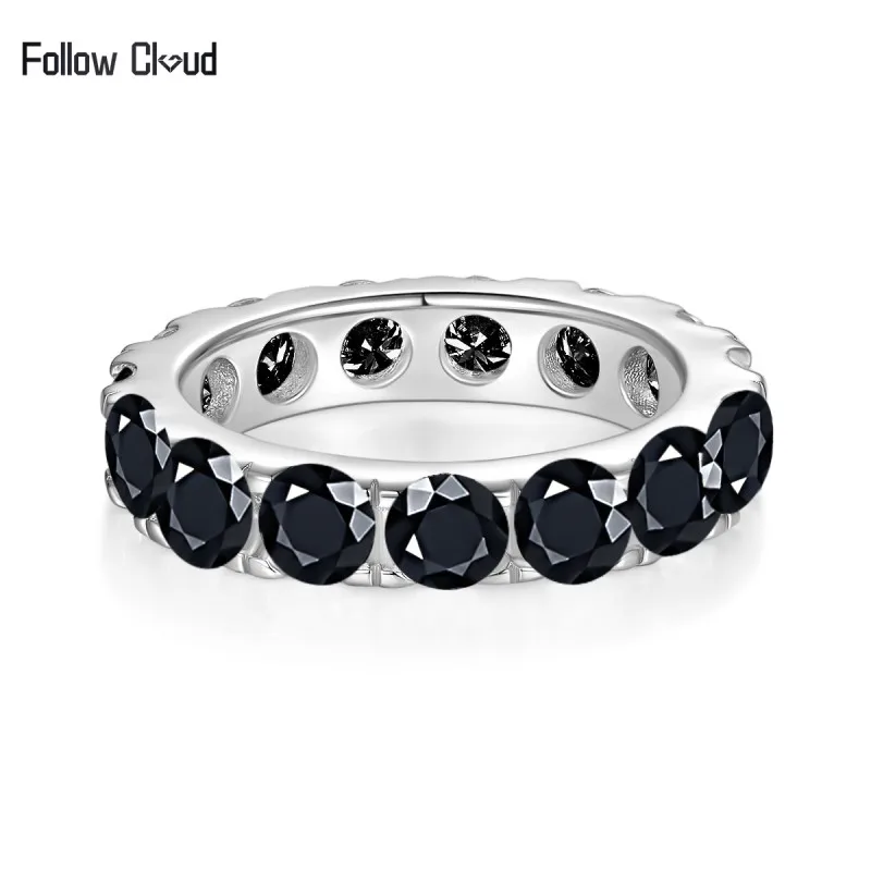 

Follow Cloud Total 5.1ct 4mm Full Moissanite Ring for Women Men S925 Sterling Silver White Gold Plated Wedding Band Fine Jewelry