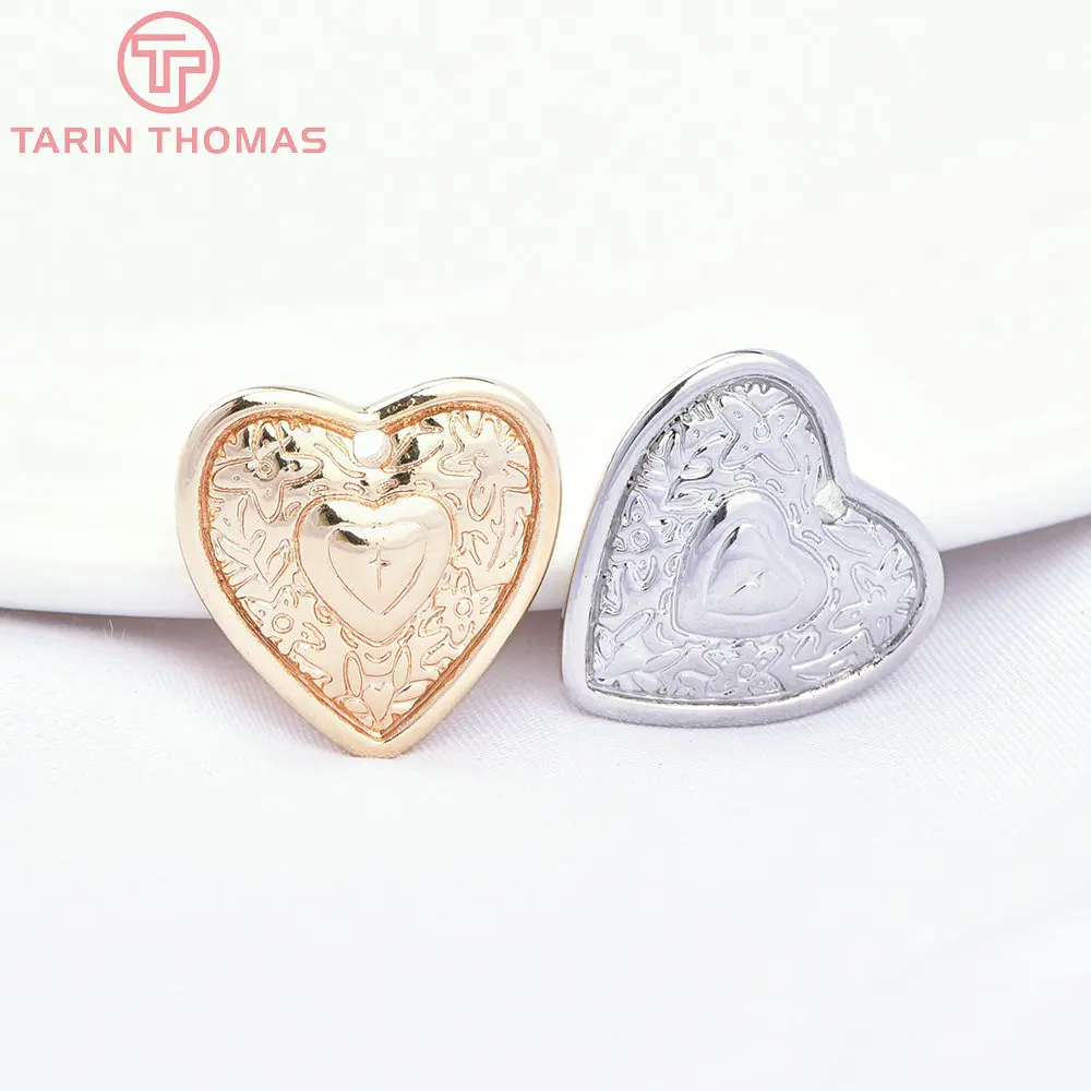 (7439) 6PCS 15MM 24K Gold Farbe Messing Herz Form Charms Anhänger Hohe Qualität Schmuck, Die Entdeckungen Zubehör Großhandel