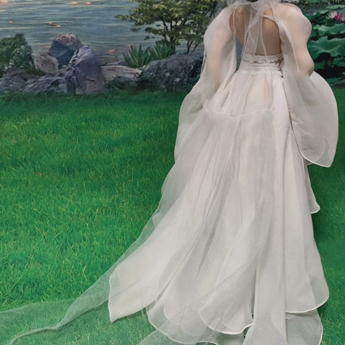 【vetements-uniquement】-robe-de-mariee-blanche-elegante-et-ancienne-a-l'echelle-1-6-avec-voile-pour-figurine-de-soldat-feminin-de-12-pouces