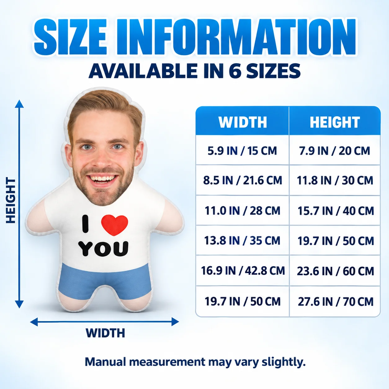 Personalized Custom Photo Face Plush Pillow Customized Portrait Human Body Shaped Throw Pillow Surprise Gift for Lover