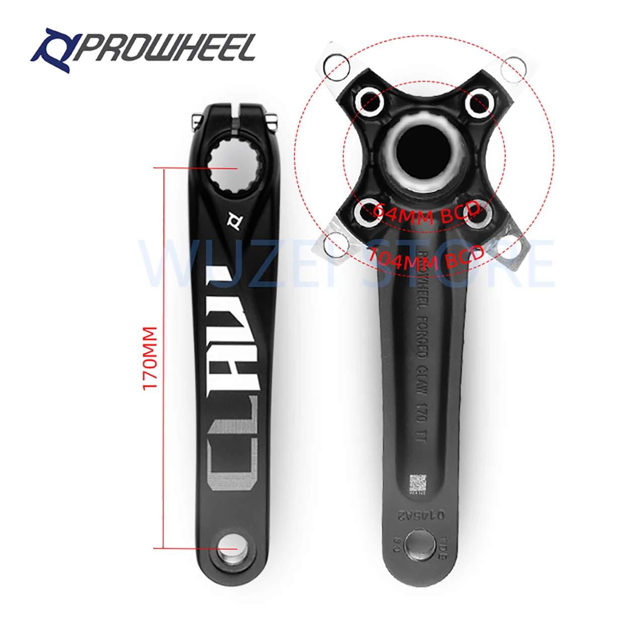 Prowheel Crankset Fatbike 170mm Integrated Crank 30 32 34 36 38 40 42 44 46 48T Crowns E Fat bike Sprocket 176/192mm Shaft BB