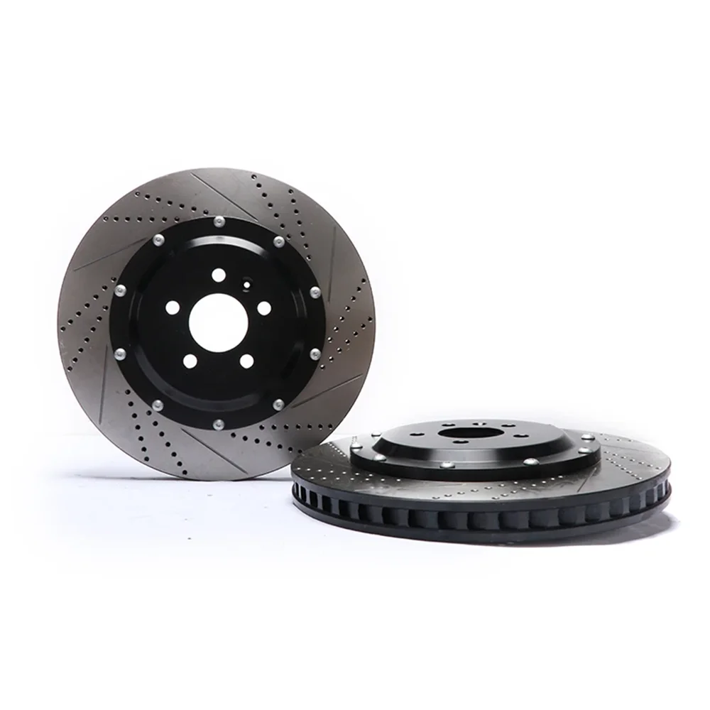 KOKO Racing High Carbon Brake Rotor Size 330*10mm Drilled and Slotted Expanded Disc Only for Audi A3